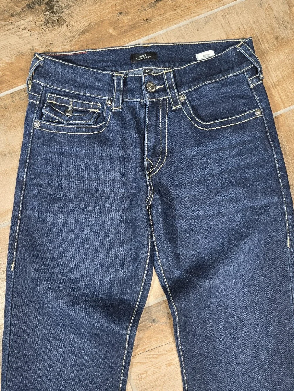 True Religion Ricky Big T Jean Mens Size 31 Straight Leg Dark Blue Denim